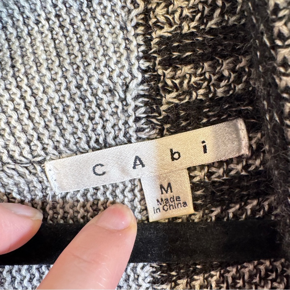 Cabi Black Grey Wool Blend Patchwork Cardigan Swe… - image 9